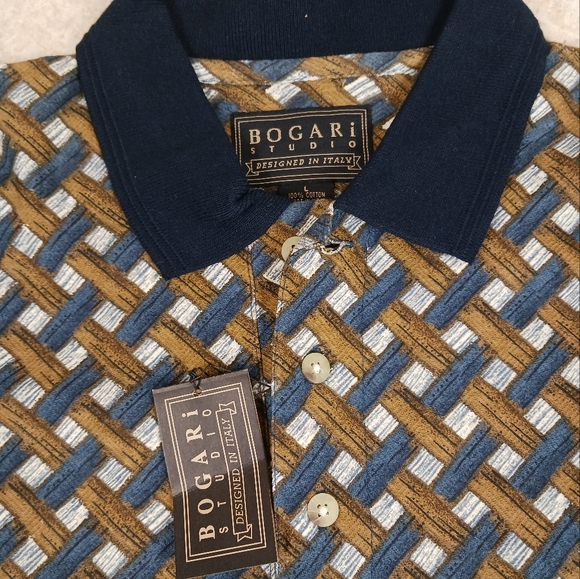 🆕 BOGARI STUDIO Collared Shirt/Polo Size L Designed in Italy - Picture 5 of 6